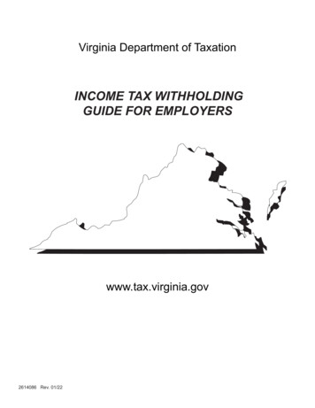 Virginia Income Tax Withholding Guide For Employers