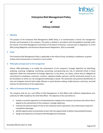 Enterprise Risk Management Policy Of Infosys Limited
