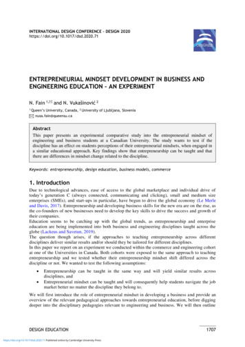 Entrepreneurial Mindset Development In Business And Engineering .