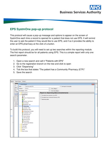 EPS SystmOne Pop-Up Protocol - NHSBSA