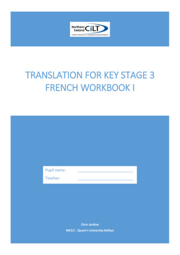 Translation For Key Stage 3 French Workbook I