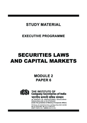 Securities Laws And Capital Markets - Icsi