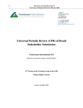 Universal Periodic Review (UPR) Of Brazil Stakeholder Submission
