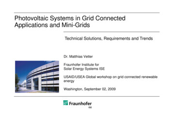 Photovoltaic Systems In Grid Connected Applications And Mini-Grids - USEA
