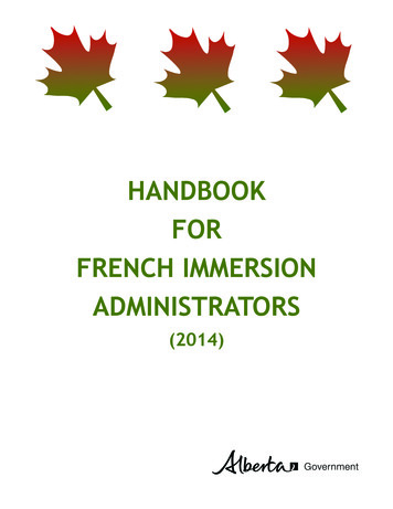 Handbook For French Immersion Administrators - Alberta