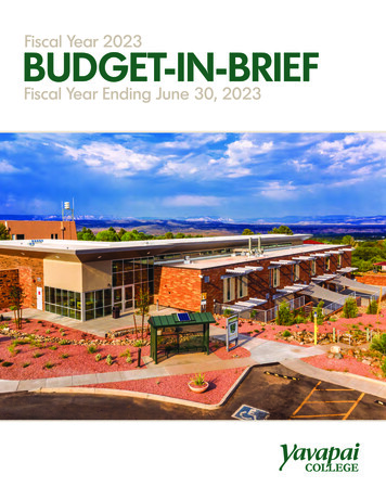Fiscal Year 2023 BUDGET-IN-BRIEF - Yavapai College