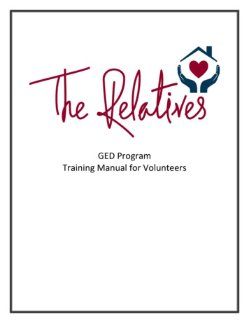 GED Program Training Manual For Volunteers - The Relatives