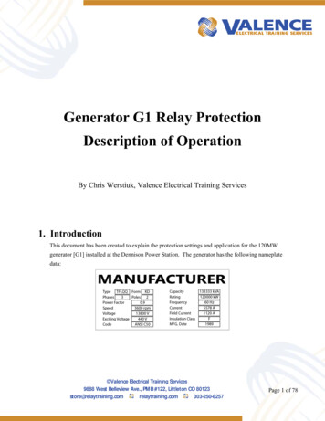 Generator Relay Protection Description Of Operation