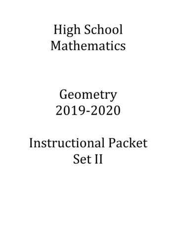 High School Mathematics Geometry 2019-2020 Instructional Packet Set II