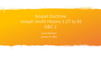 Gospel Doctrine Joseph Smith History 1:27 To 65 D&C 2