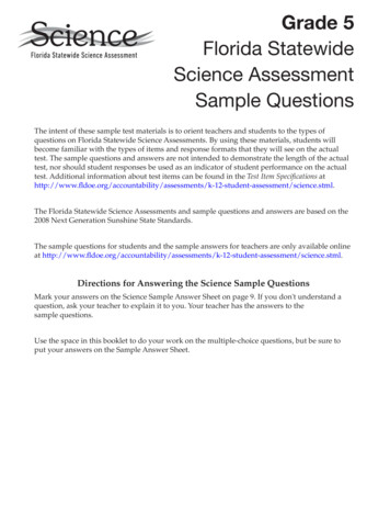 Florida 2017 Grade 5 Statewide Science Assessment Sample Questions