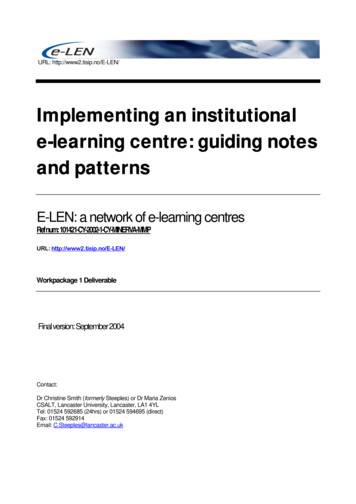 Implementing An Institutional E-learning Centre: Guiding Notes . - NTNU
