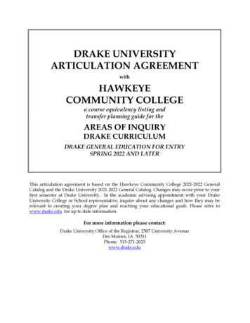 Drake University Articulation Agreement Hawkeye Community College