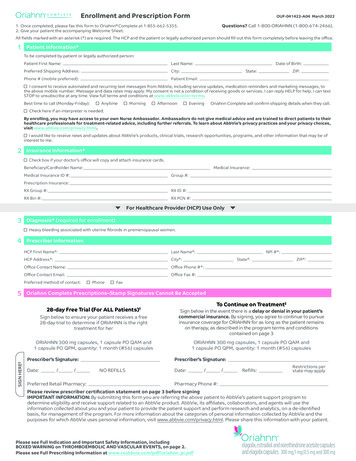 ORIAHNN HCP Enrollment Prescription Form
