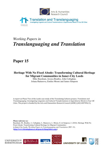 Working Papers In Translanguaging And Translation