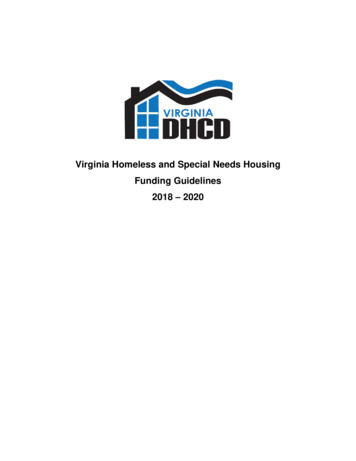 Homeless And Special Needs Housing Guidelines 2018-2020