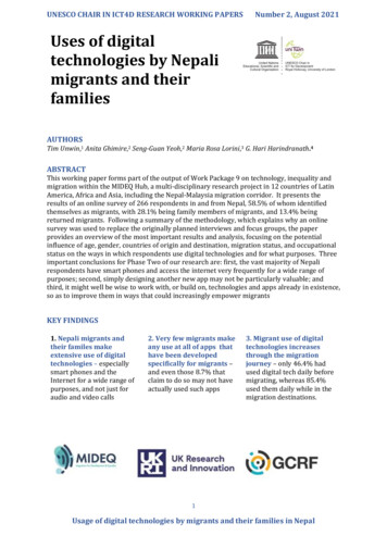 Uses Of Digital Technologies By Nepali Migrants And Their Families