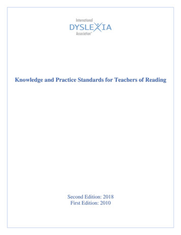 Knowledge And Practice Standards For Teachers Of Reading