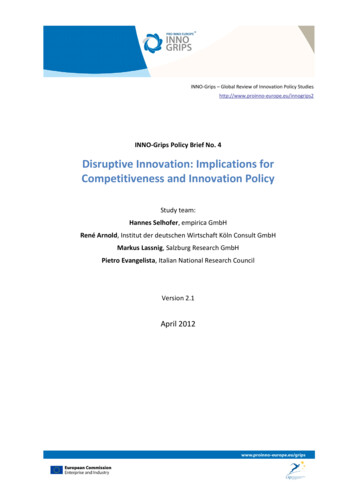 Disruptive Innovation: Implications For Competitiveness And . - Empirica