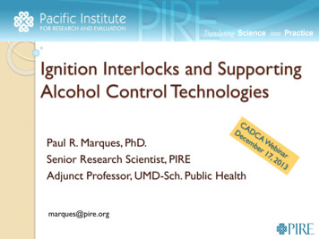 Ignition Interlocks And Supporting Alcohol Control Technologies