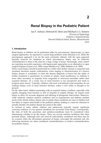 Renal Biopsy In The Pediatric Patient - Cdn.intechopen 