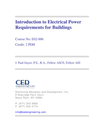 Introduction To Electrical Power Requirements For Buildings