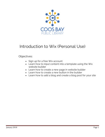 Introduction To Wix (Personal Use) - Coos Bay Public Library