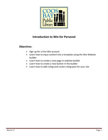 Introduction To Wix-for Personal - Coos Bay Public Library