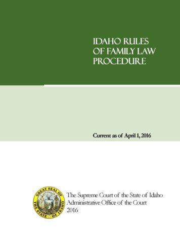 Idaho Rules Of Family Law Procedur