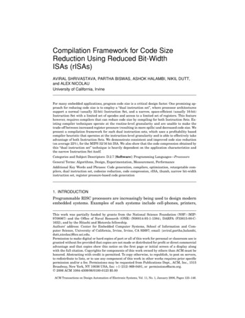 Compilation Framework For Code Size Reduction Using Reduced Bit-Width .