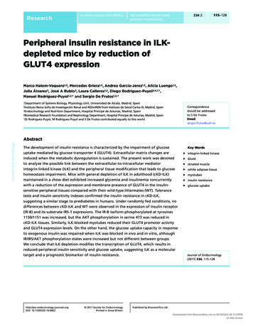 Peripheral Insulin Resistance In ILK- Depleted Mice By Reduction Of .