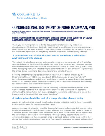 CONGRESSIONAL TESTIMONY OF NOAH KAUFMAN, PHD - Columbia University
