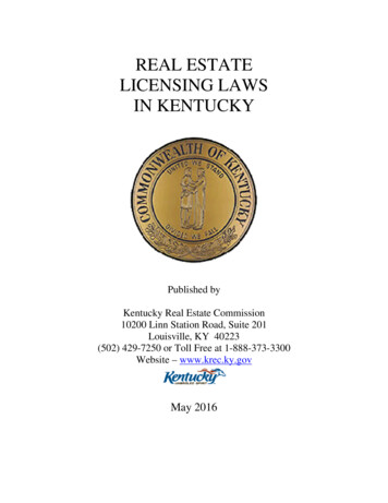 REAL ESTATE LICENSING LAWS IN KENTUCKY - Cookeschool 