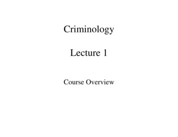 Criminology Lecture 1 - Human Conflict And Cooperation