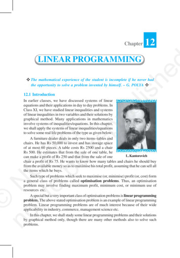 Chapter 12 Linear Programming - NCERT