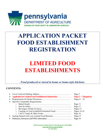 Application Packet Food Establishment Registration Limited Food .