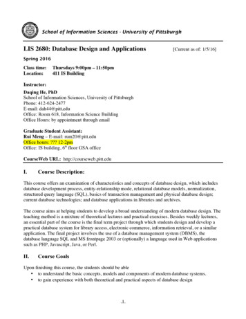 LIS 2680: Database Design And Applications