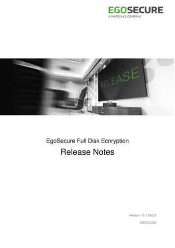 EgoSecure Full Disk Ecnryption Release Notes - Microsoft
