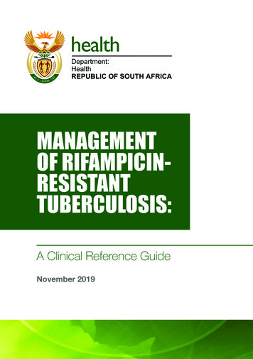 Management Of Rifampicin- Resistant Tuberculosis