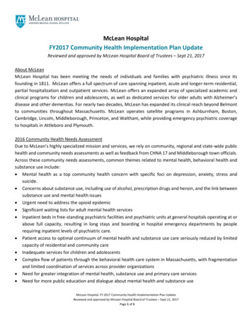 McLean Hospital FY2017 Community Health Implementation Plan Update