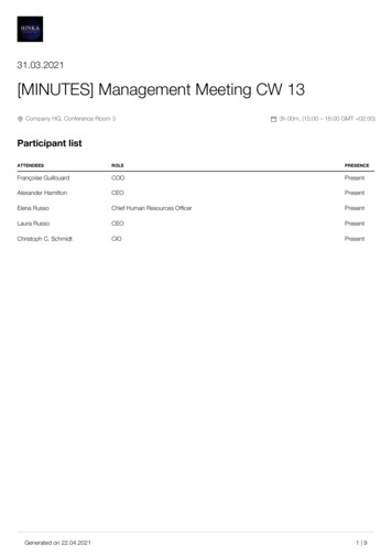 31.03.2021 [MINUTES] Management Meeting CW 13