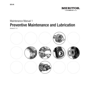 Maintenance Manual 1 Preventive Maintenance And Lubrication