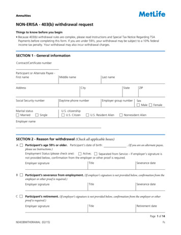 NON-ERISA - 403(b) Withdrawal Request - University Of Colorado