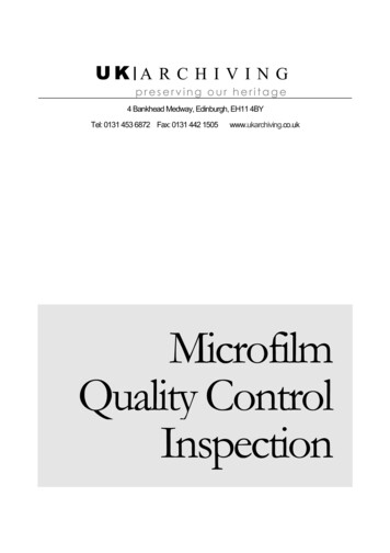 Microfilm Quality Control Inspection