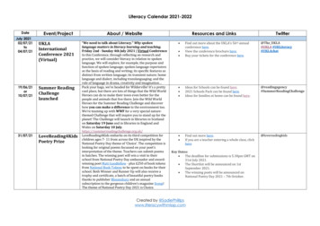Literacy Calendar 2021-2022 Event/Project About / Website Resources And .