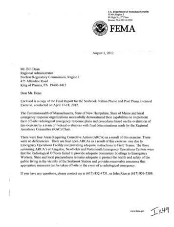 U.S. Department Of Homeland Security FEMA I High St., Th Floor Boston .