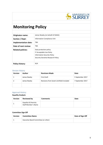 Monitoring Policy - University Of Surrey
