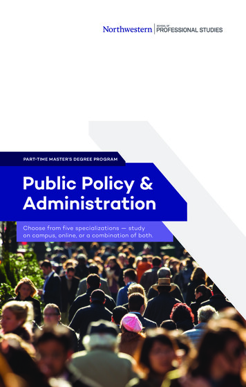 PART-TIME MASTER'S DEGREE PROGRAM Public Policy & Administration