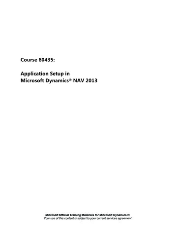 Course 80435: Application Setup In Microsoft Dynamics NAV 2013