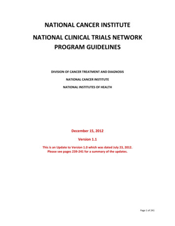 National Cancer Institute National Clinical Trials Network Program .